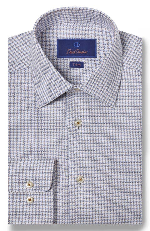 Trim Fit Twill Texture Check Dress Shirt
