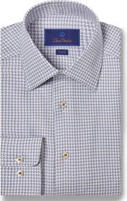 David Donahue Trim Fit Twill Texture Check Dress Shirt