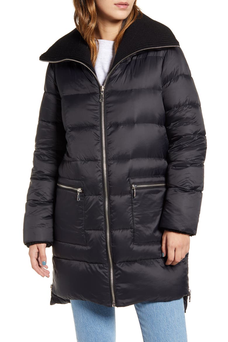 BB Dakota Cold Snap Putter Coat, Alternate, color, BLACK