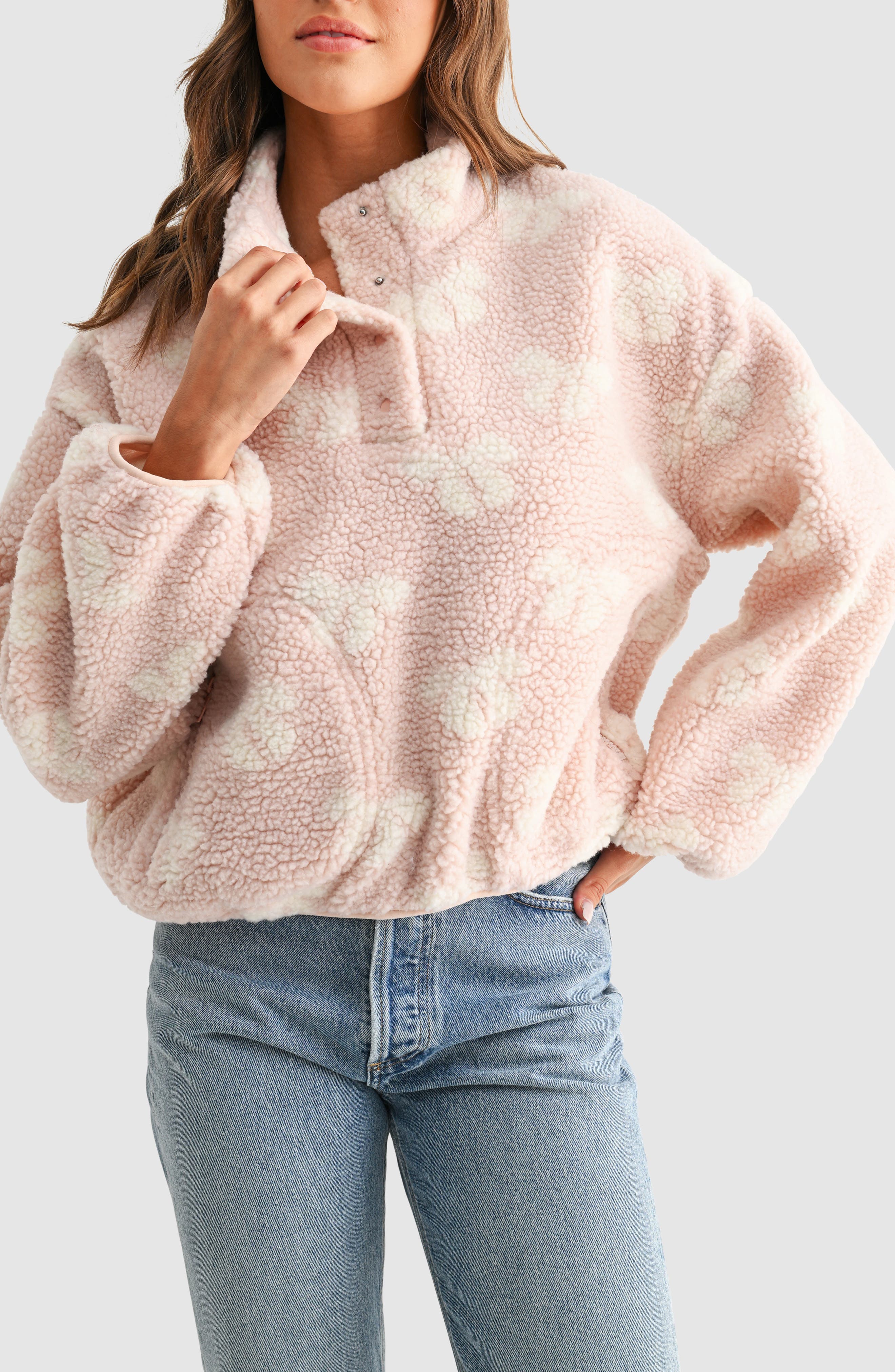Lush Bow High Pile Fleece Pullover