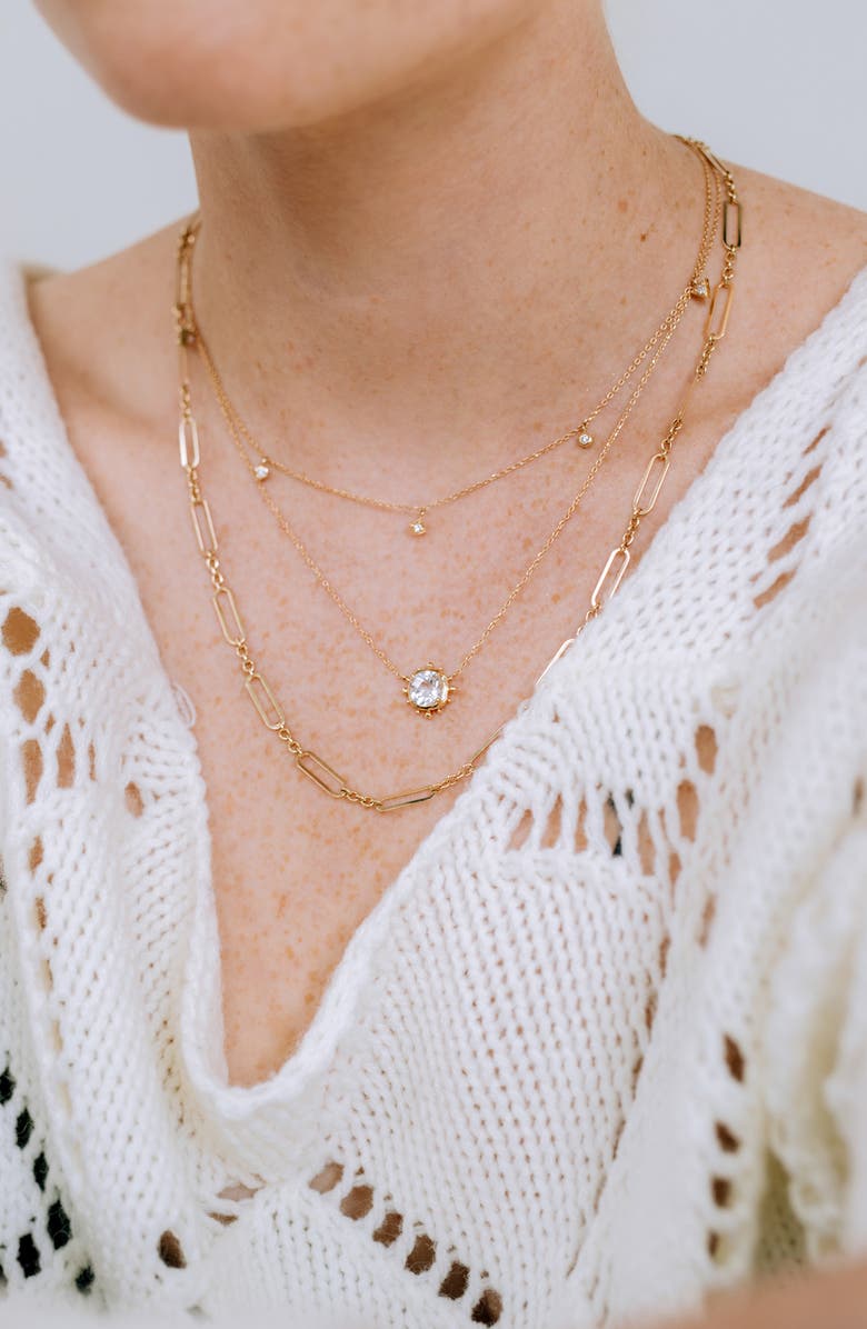 Anzie Open Link Paper Clip Chain Necklace, Alternate, color, Gold