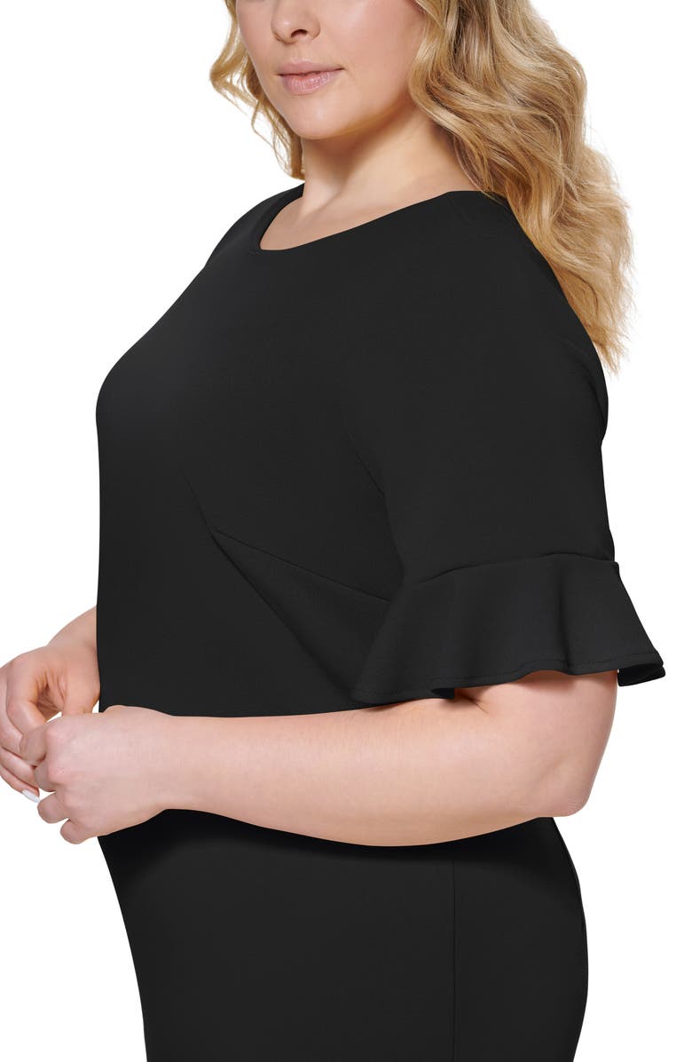 Calvin Klein Ruffle Short Sleeve Sheath Dress, Alternate, color, 