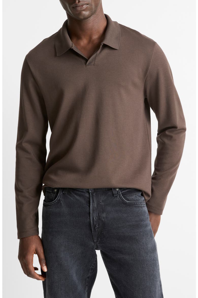 Milano Stitch Johnny Collar Long Sleeve Polo, Main, color, MISSION