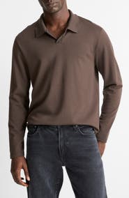 Vince Milano Stitch Johnny Collar Long Sleeve Polo