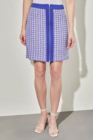 Ming Wang A-Line Zip Front Tweed Skirt