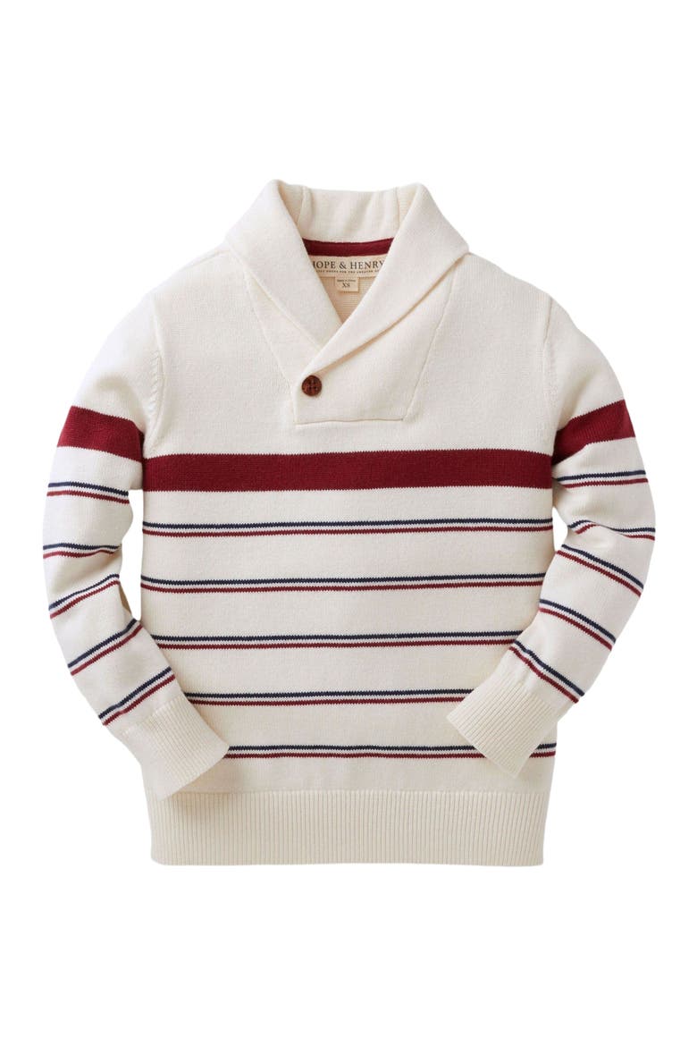 Baby Boys' Organic Shawl Collar Sweater, Infant, Main, color, Ivory Stripe