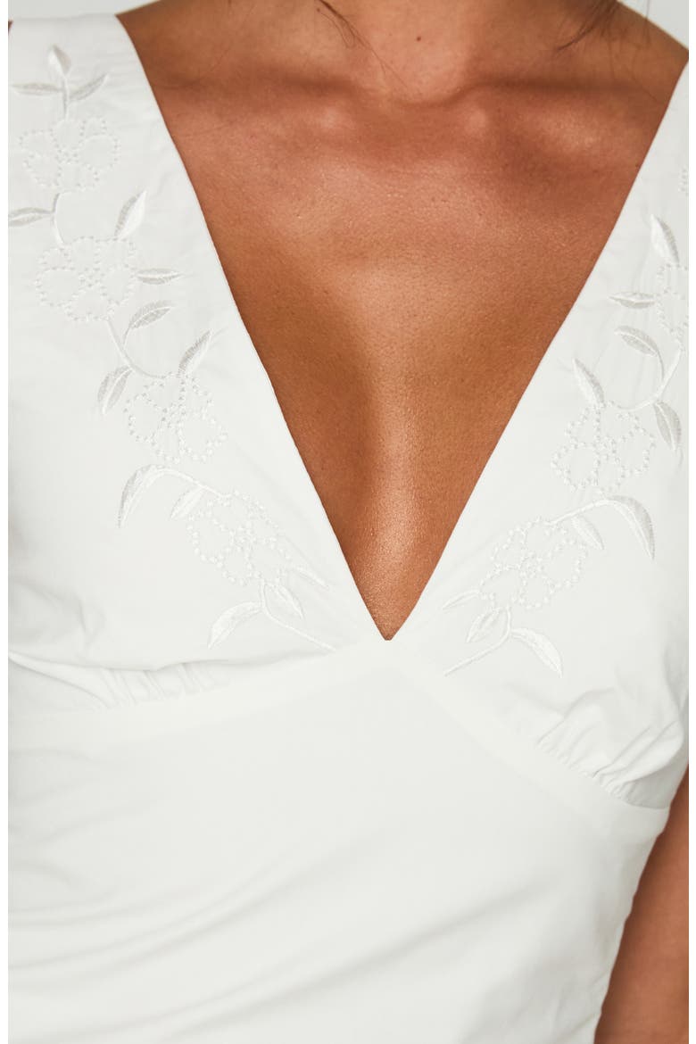 Florien Embroidered Cotton Mini Sundress, Alternate, color, WHITE