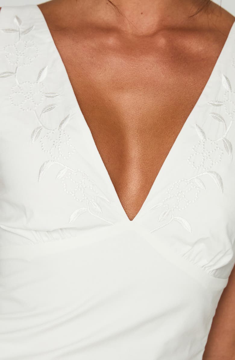 Princess Polly Florien Embroidered Cotton Mini Sundress, Alternate, color, White