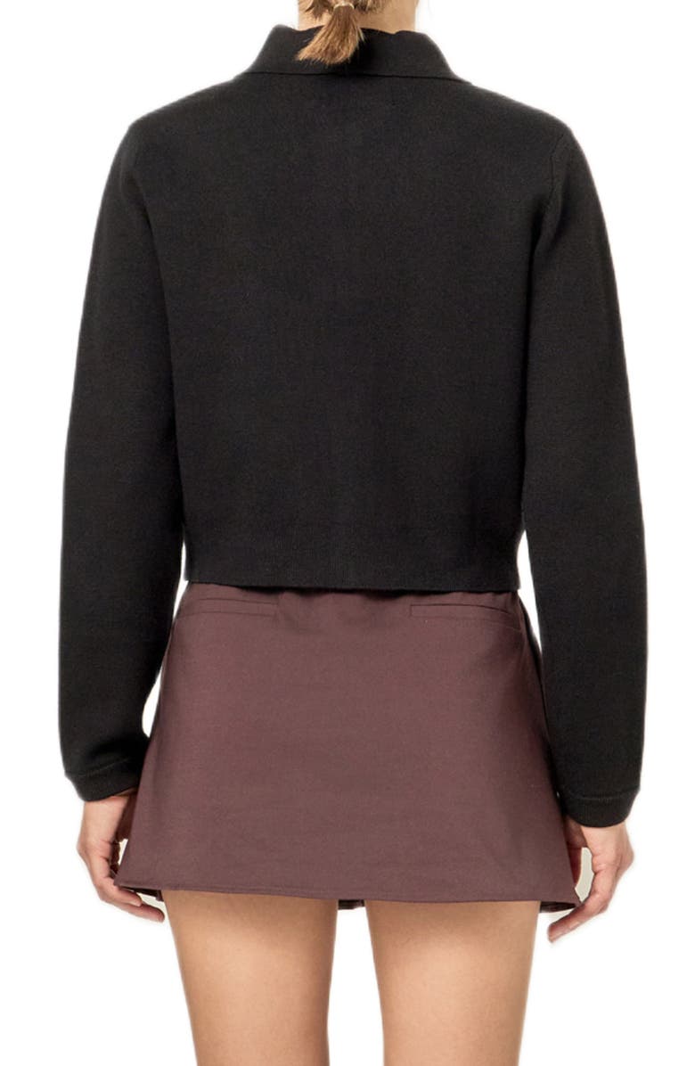 English Factory Detachable Bow Cardigan, Alternate, color, Black