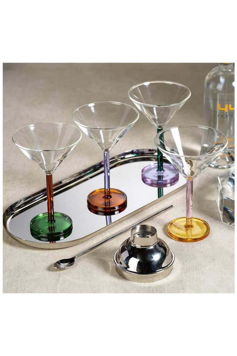 Vireo Set of 4 Martini Glasses, Alternate, color, CLEAR/ AMBER/ GREEN