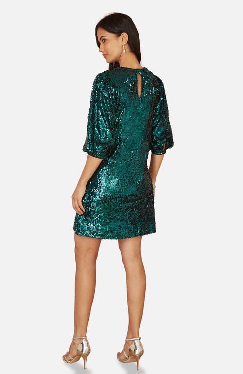 Yumi Balloon Sleeve Sequin Mini Dress In Animal Print