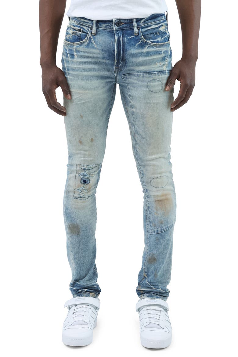 Zoom Skinny Fit Stretch Rip & Repair Jeans, Main, color, LIGHT INDIGO