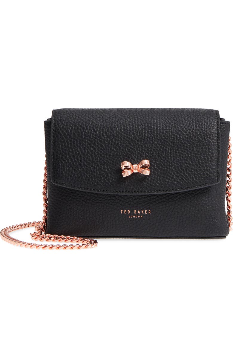 Ted Baker London Bow Leather Crossbody Bag, Main, color,