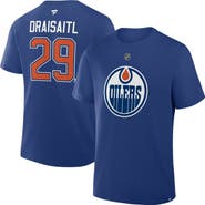 FANATICS Men's Fanatics Leon Draisaitl Royal Edmonton Oilers Authentic Stack Name & Number T-Shirt