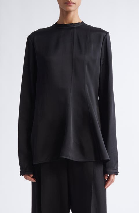 Long Sleeve Reversed Satin Top