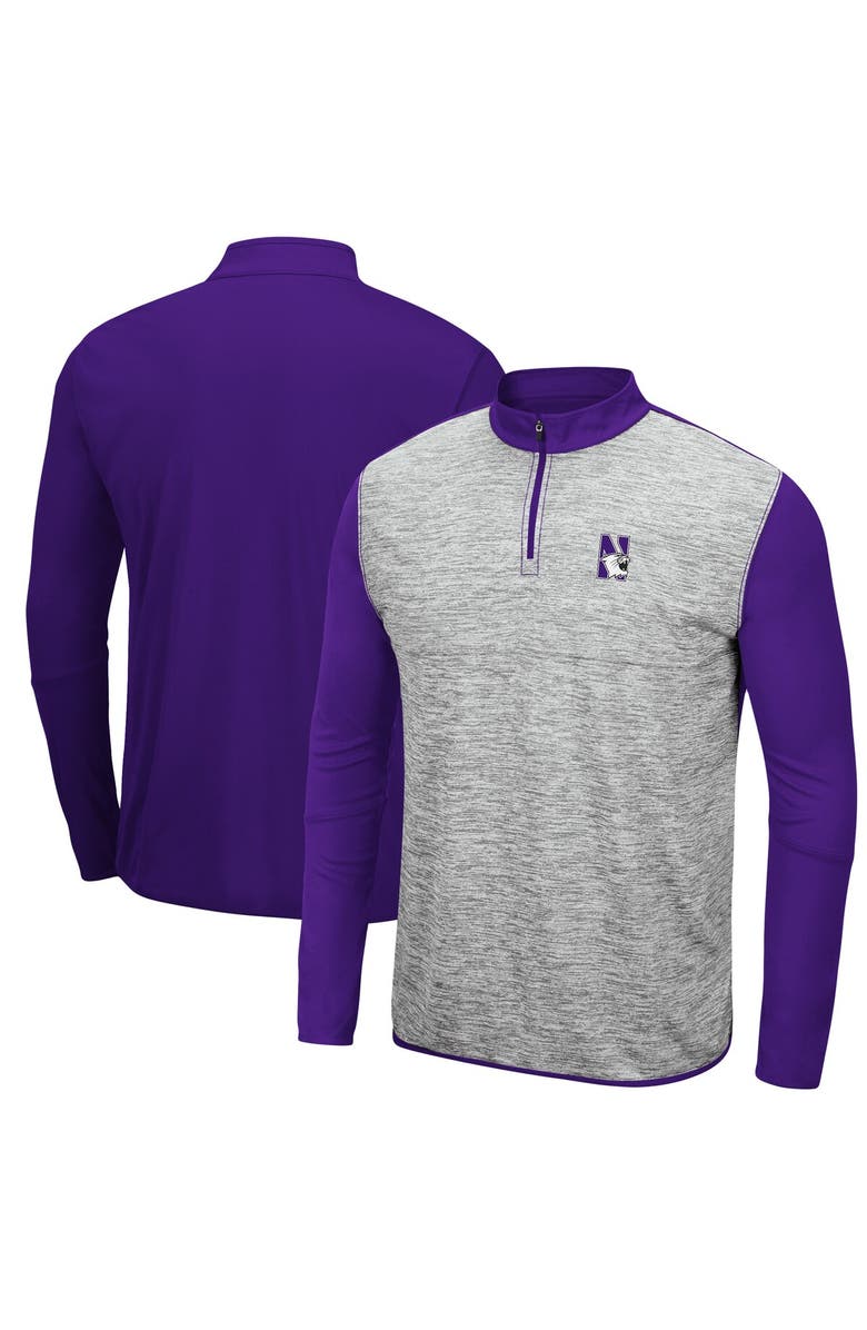 COLOSSEUM Men's Colosseum Heathered Gray/Purple Northwestern Wildcats Prospect Quarter-Zip Jacket, Alternate, color, 
