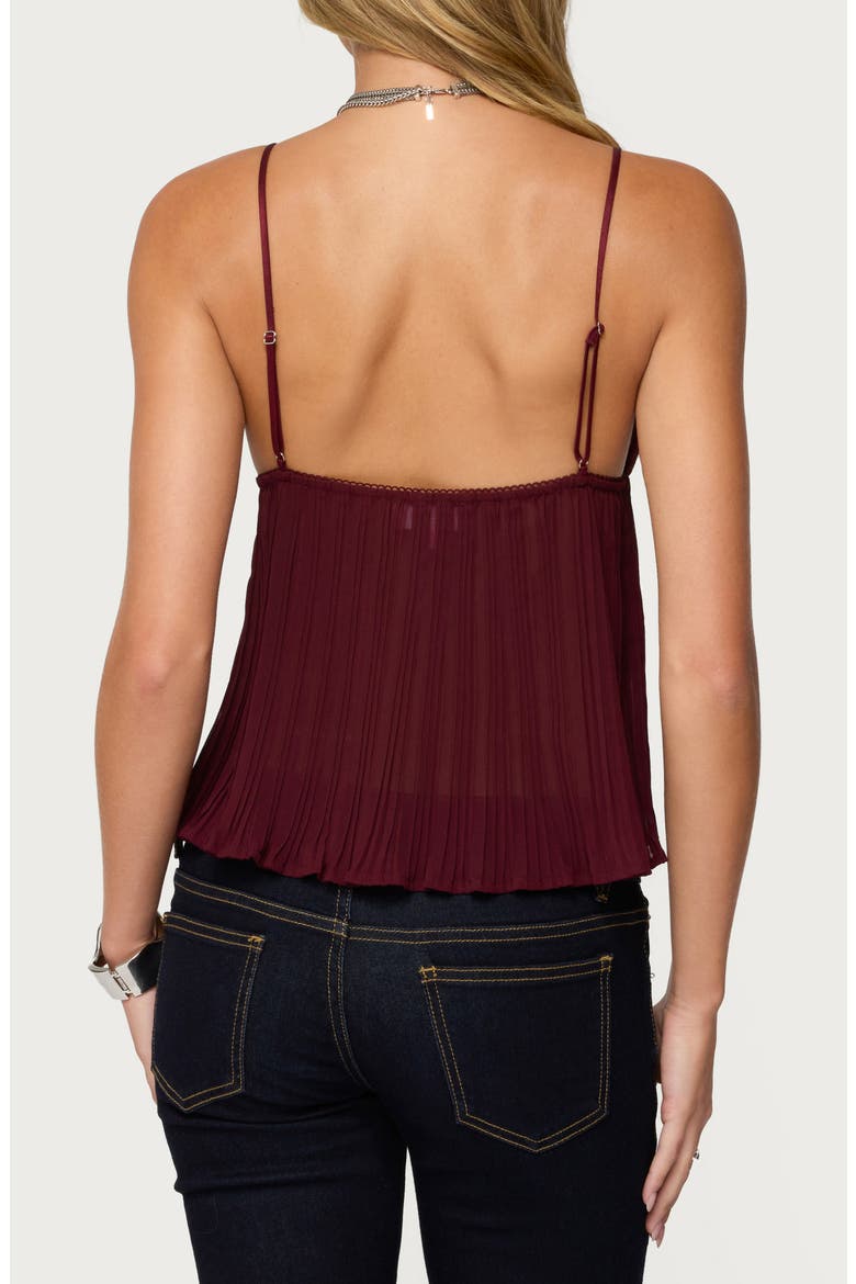Rhian Lace Trim Pleated Babydoll Top, Alternate, color, BURGUNDY