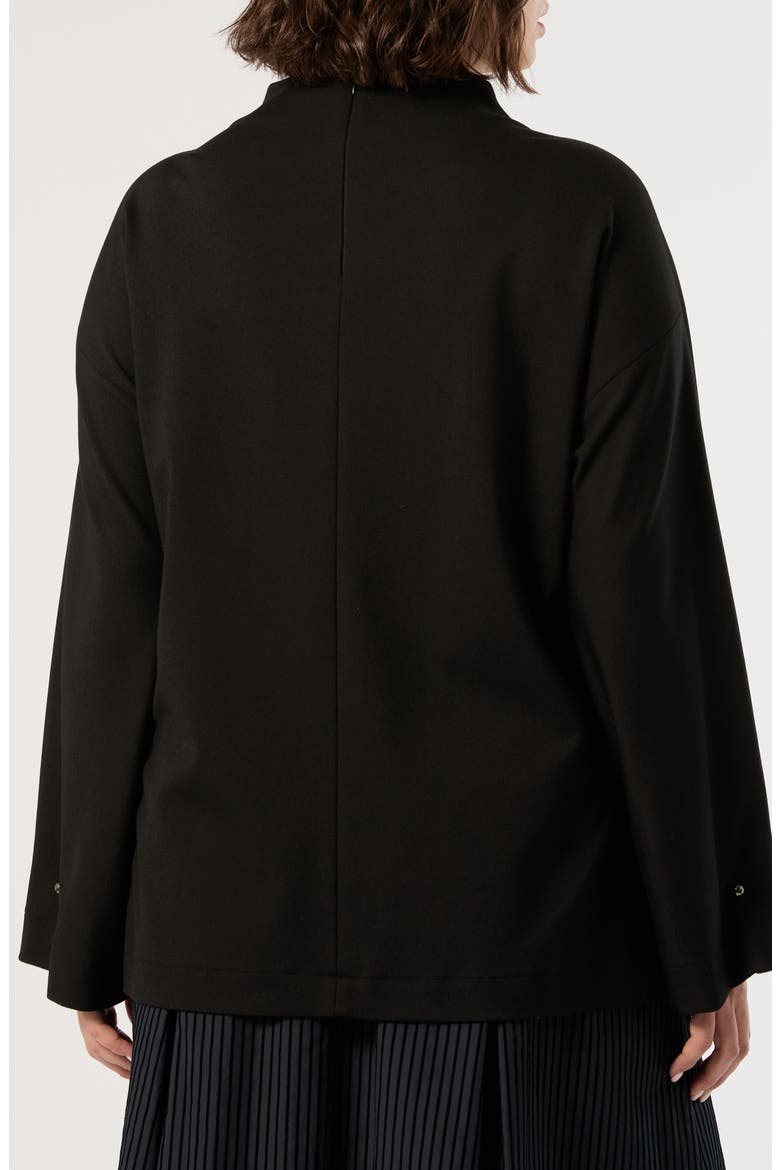 Faux Leather Trim Sweatshirt, Alternate, color, BLACK