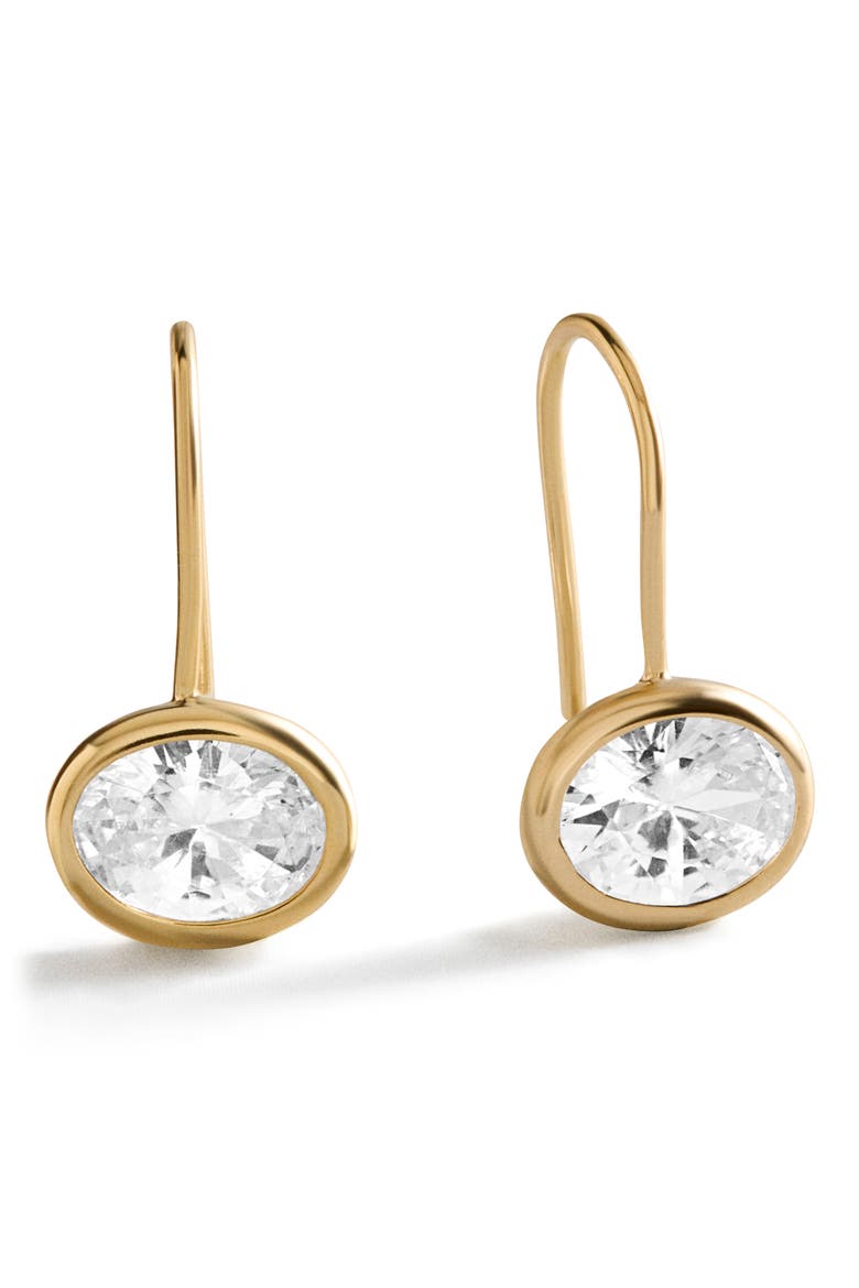 Fallon 8mm Bezel Drop Earrings, Alternate, color, CLEAR