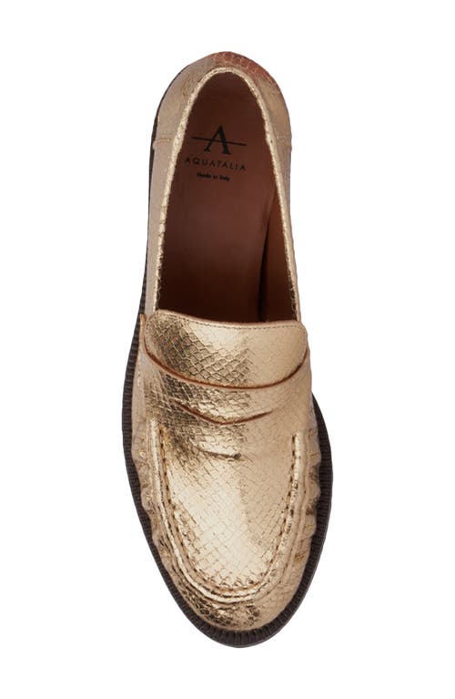 Aquatalia Josette Penny Loafer Pump In Gold