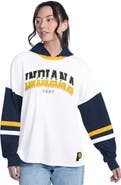 G-III 4HER BY CARL BANKS Women's G-III 4Her by Carl Banks White/Navy Indiana Pacers Key Player Oversized Hooded Long Sleeve T-Shirt