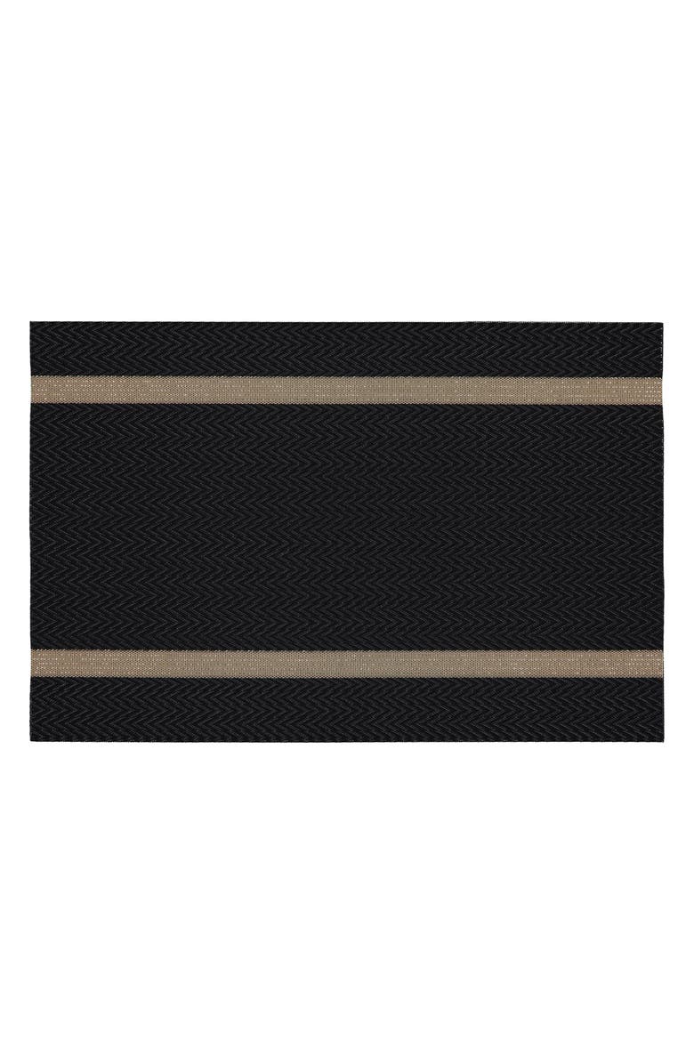 DAINTY HOME Set of 6 Vinyl Placemats, Main, color, Chevron Gold Border Black