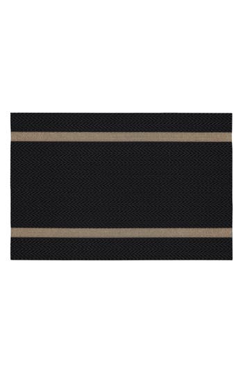 Dainty Home Set Of 6 Vinyl Placemats In Chevron Gold Border Black