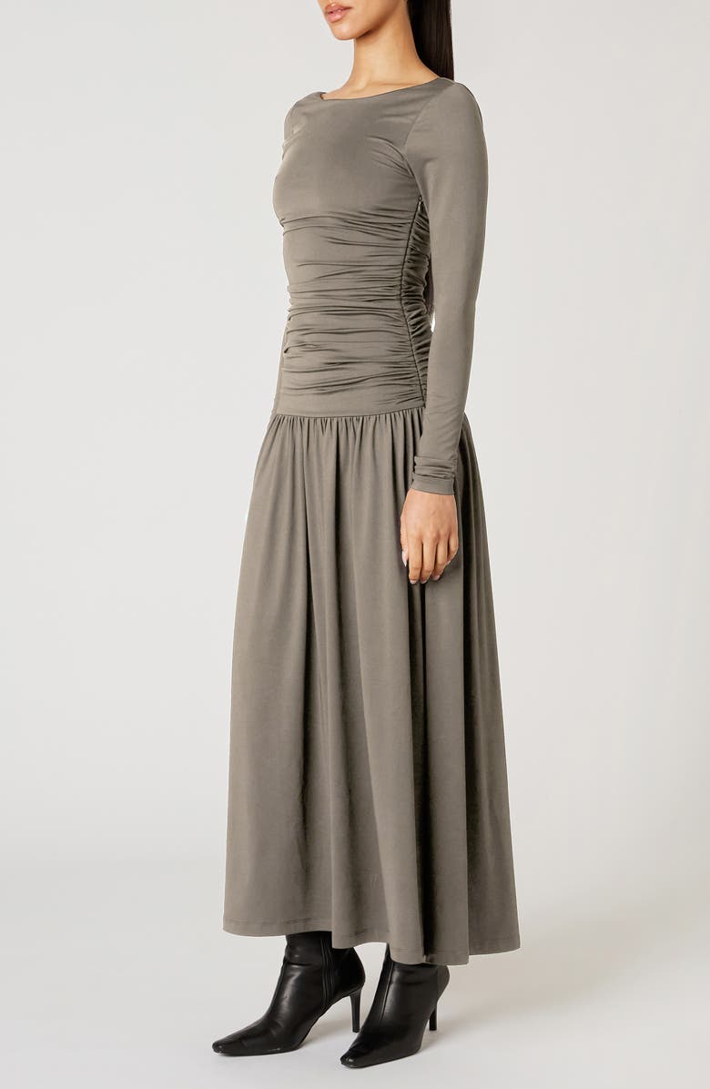 Nia Sera Long Sleeve Ruched Maxi Dress, Alternate, color, French Grey