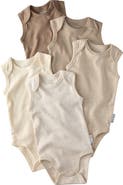 BUTTERBLU Sam Assorted 5-Pack Sleeveless Organic Cotton Bodysuits