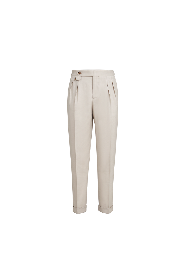 Trousers with double pleats and tabs, Alternate, color, Buff
