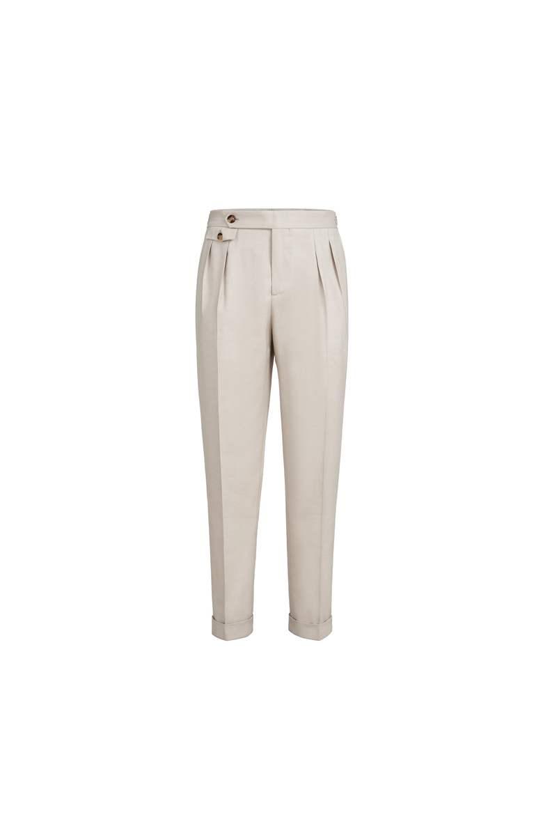 Brunello Cucinelli Trousers with double pleats and tabs, Alternate, color, Buff