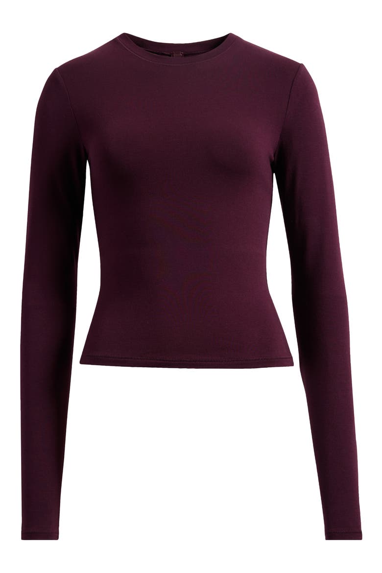 Stretch Cotton Jersey Long Sleeve T-Shirt, Alternate, color, CURRANT