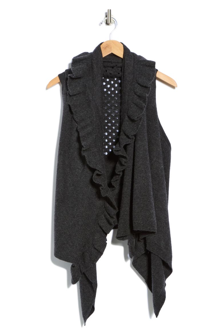 Wool & Cashmere Ruffle Vest, Alternate, color, CHARCOAL GREY