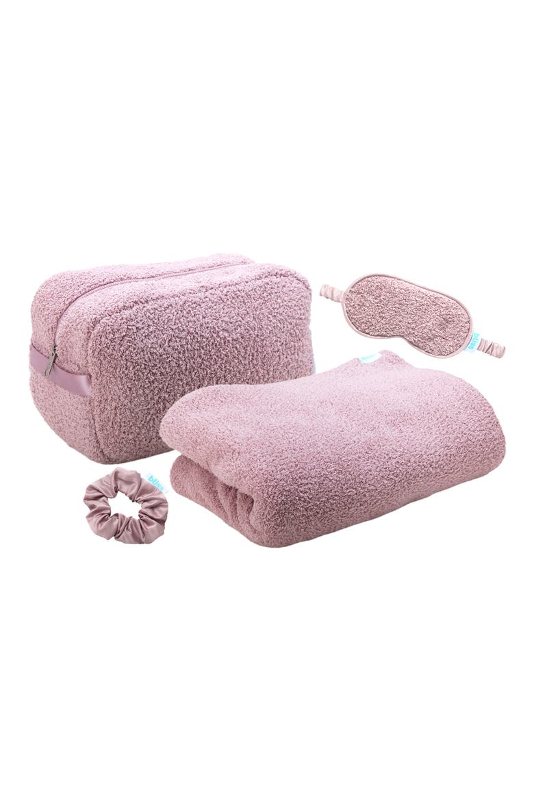Four-Piece Travel Blanket Set, Main, color, PINK GAZE