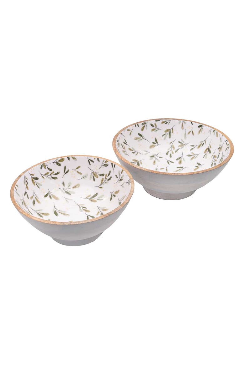 Layne Greenery Wood Serving Bowls Set of 2, Alternate, color, Brown