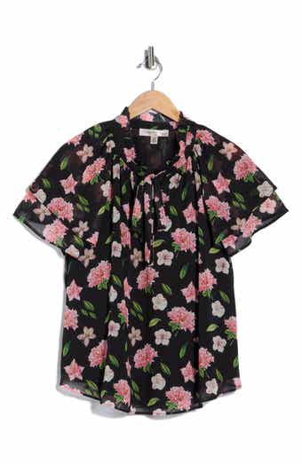 Catherine Malandrino Floral Flutter Sleeve Top