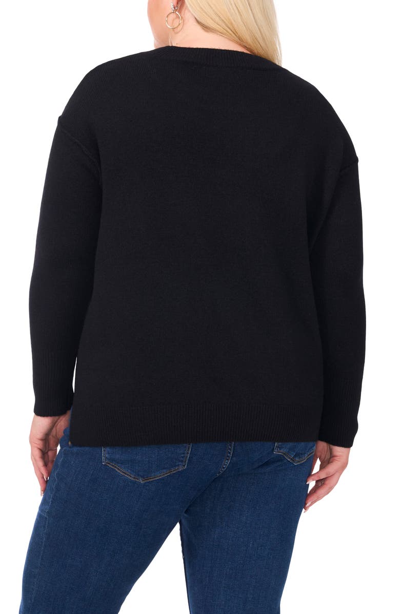 Vince Camuto Star Crewneck Sweater, Alternate, color, Rich Black