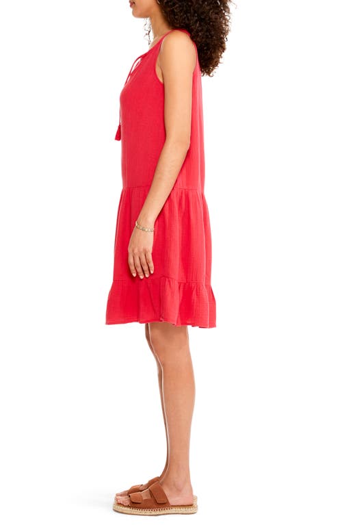 Nic + Zoe Nic+zoe Petite Double Gauze Tiered Dress In Red