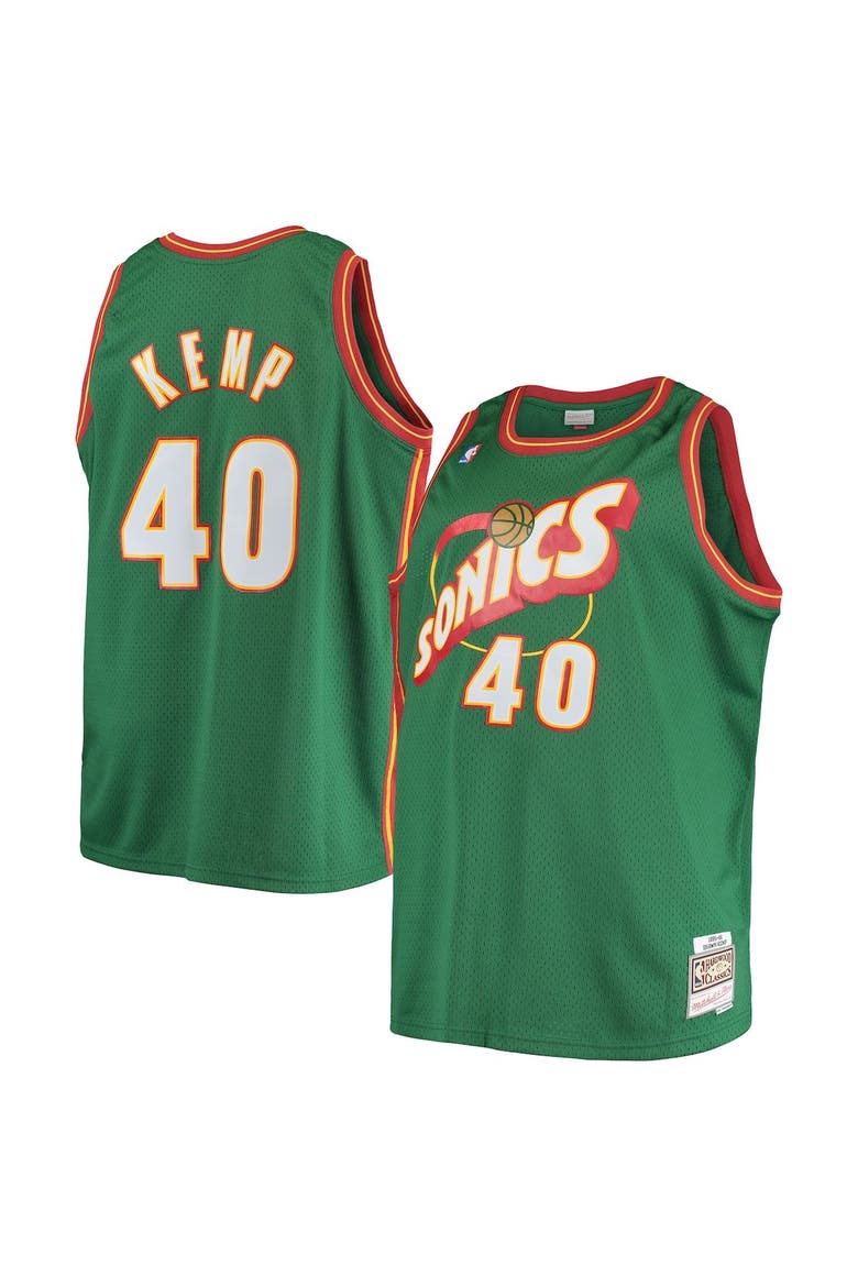 Men's Mitchell & Ness Shawn Kemp Green Seattle SuperSonics 1995/96 Big & Tall Hardwood Classics Swingman Jersey, Alternate, color, Green