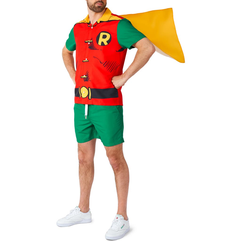 Opposuits Robin Camp Shirt, Shorts & Removable Cape Set In Red