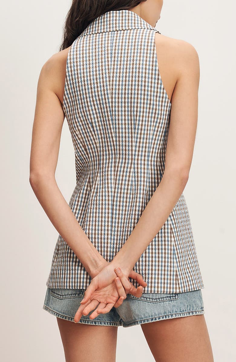 Veronica Beard Costa Stretch Cotton Gingham Vest, Alternate, color, Acorn Multi