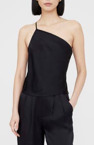ANINE BING Mandy One-Shoulder Silk Top