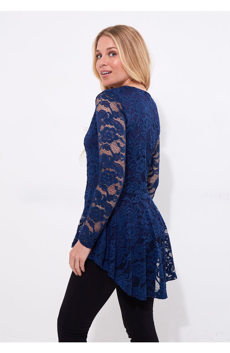 Joe Browns V-Neck Zip Lace Tunic, Alternate, color, Evening Blue