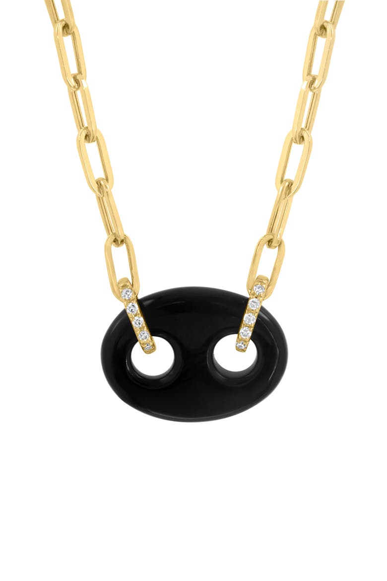 18k Gold Plated Sterling Silver Diamond Pendant Necklace, Alternate, color, BLACK