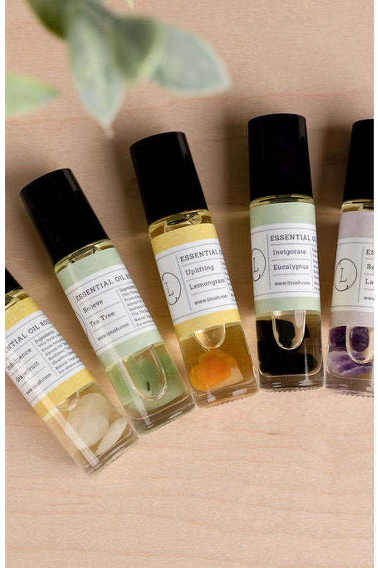 Essential Oils Roll-On with Crystals Set, Alternate, color, White Gift Box