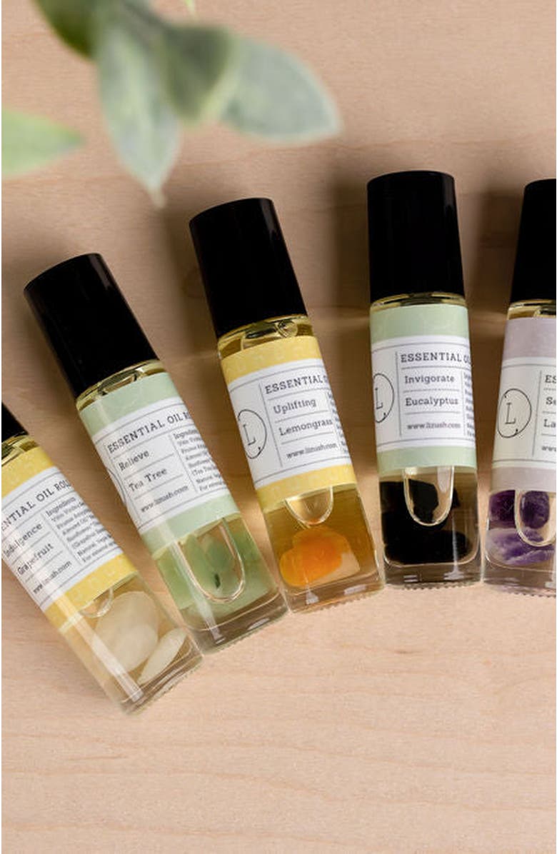 Lizush Essential Oils Roll-On with Crystals Set, Alternate, color, NO COLOR