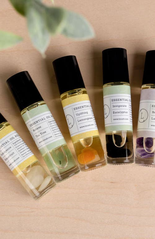 Lizush Essential Oils Roll-on With Crystals Set In Multi