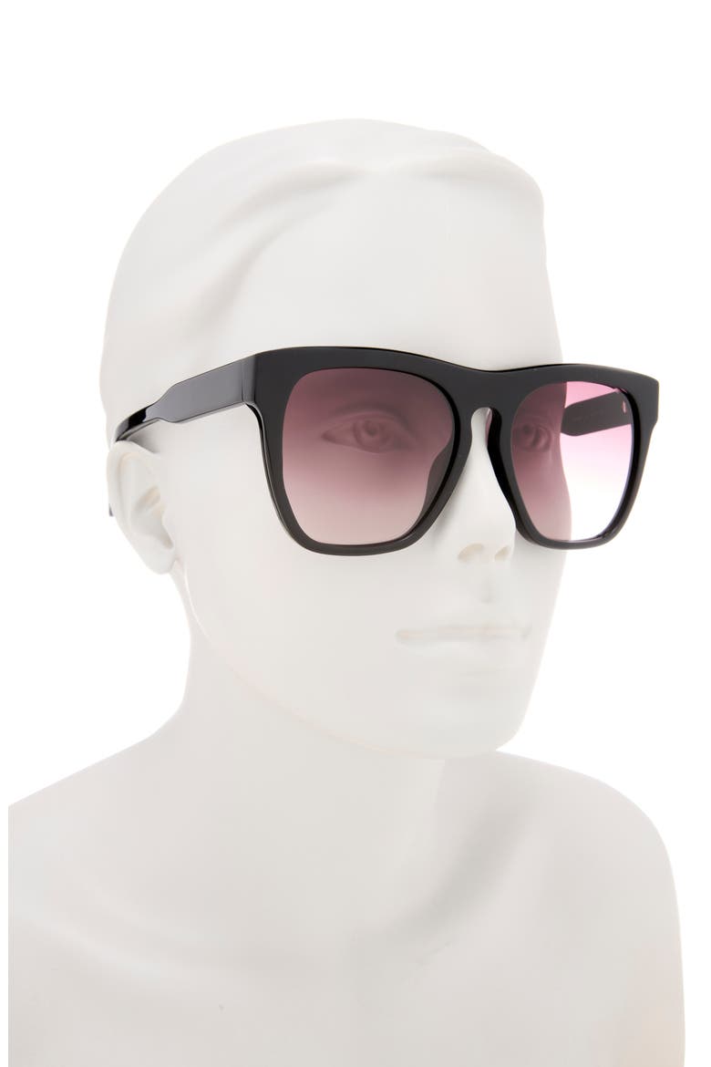 56mm Square Sunglasses, Alternate, color, BLACK BLACK RED