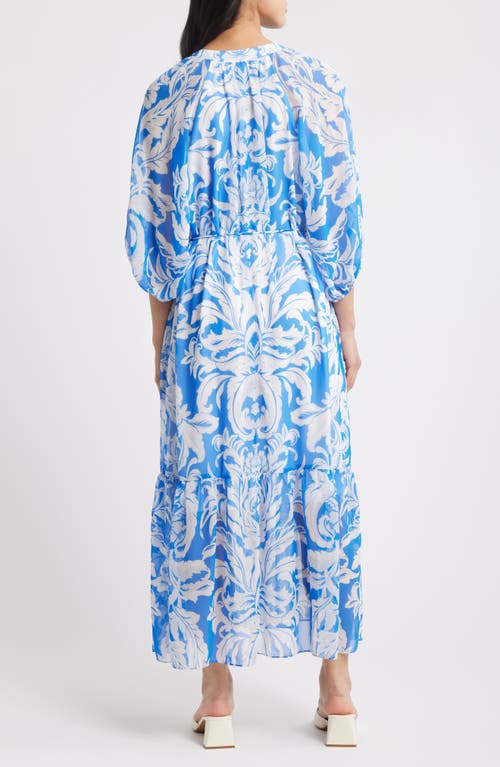Julia Jordan Chiffon Midi Dress In Blue/ivory