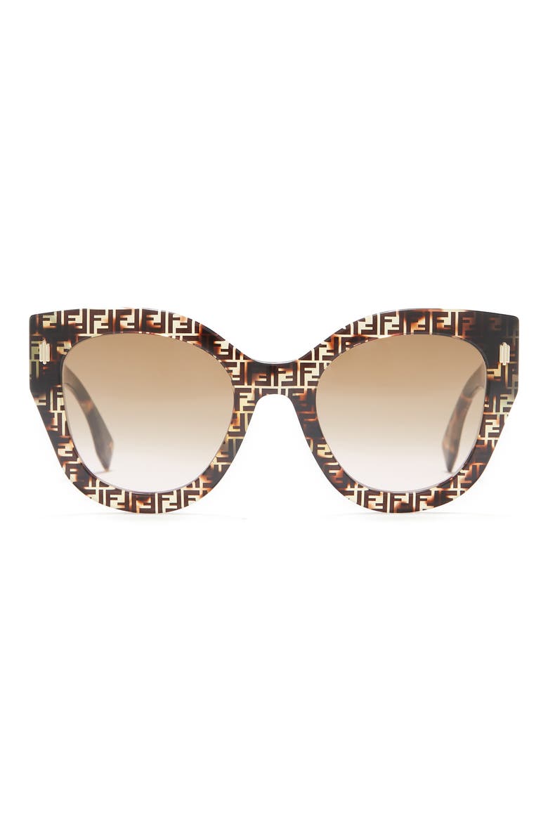 52mm Cat Eye Sunglasses, Main, color, TORTOCAMU / BROWN PINK GRAD